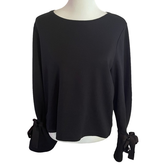 J CREW Black Tie Sleeve Relaxed Boxy Fit Sweatshirt Size Large - Picture 2 of 6